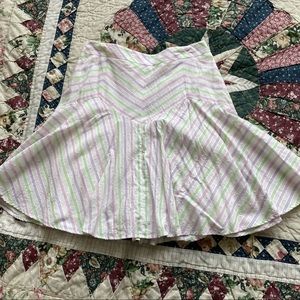LOFT 100% cotton white and pastel stripe skirt